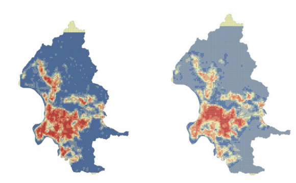 Collaboration vs competition density maps