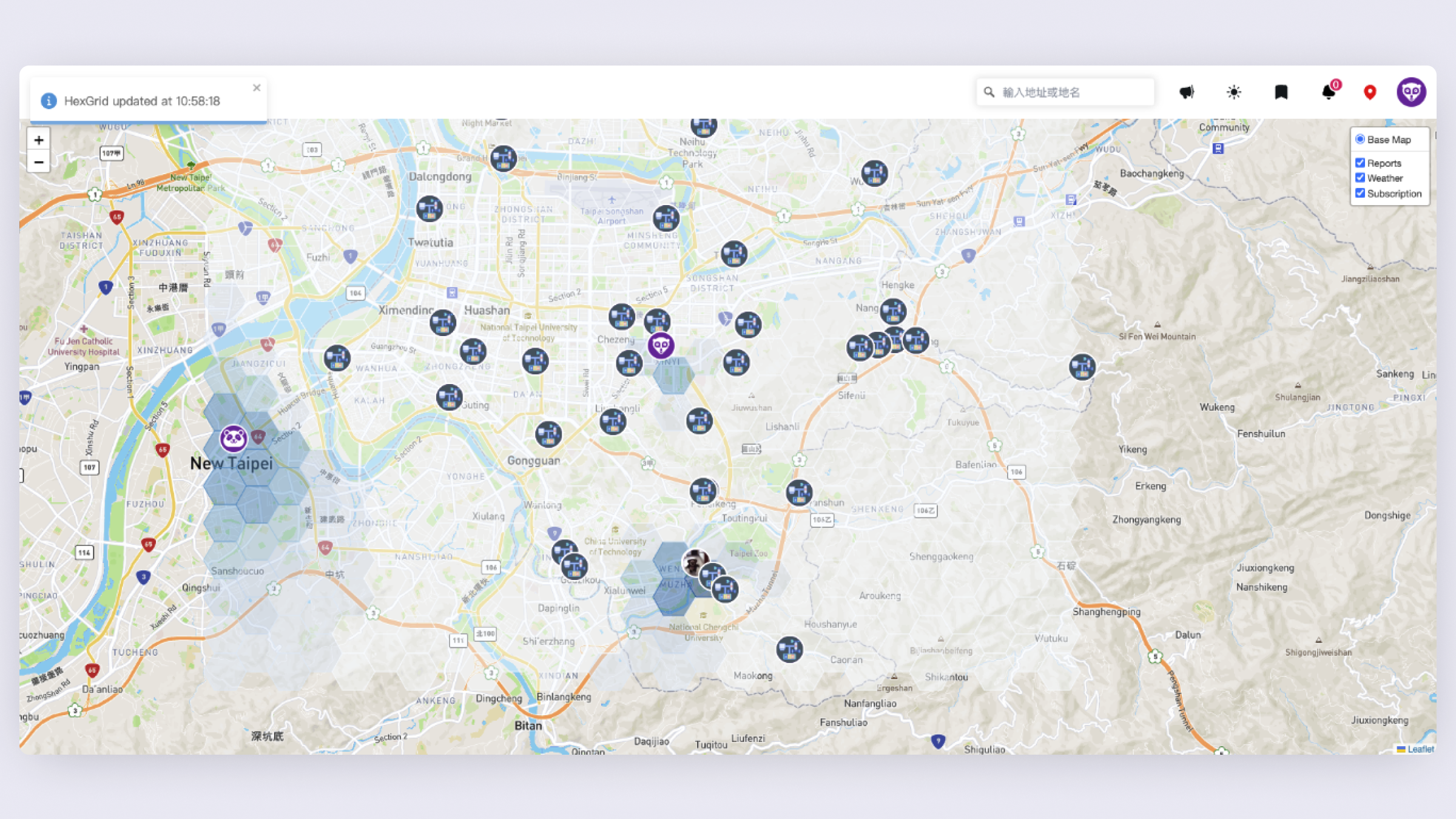 Real-time precipitation map