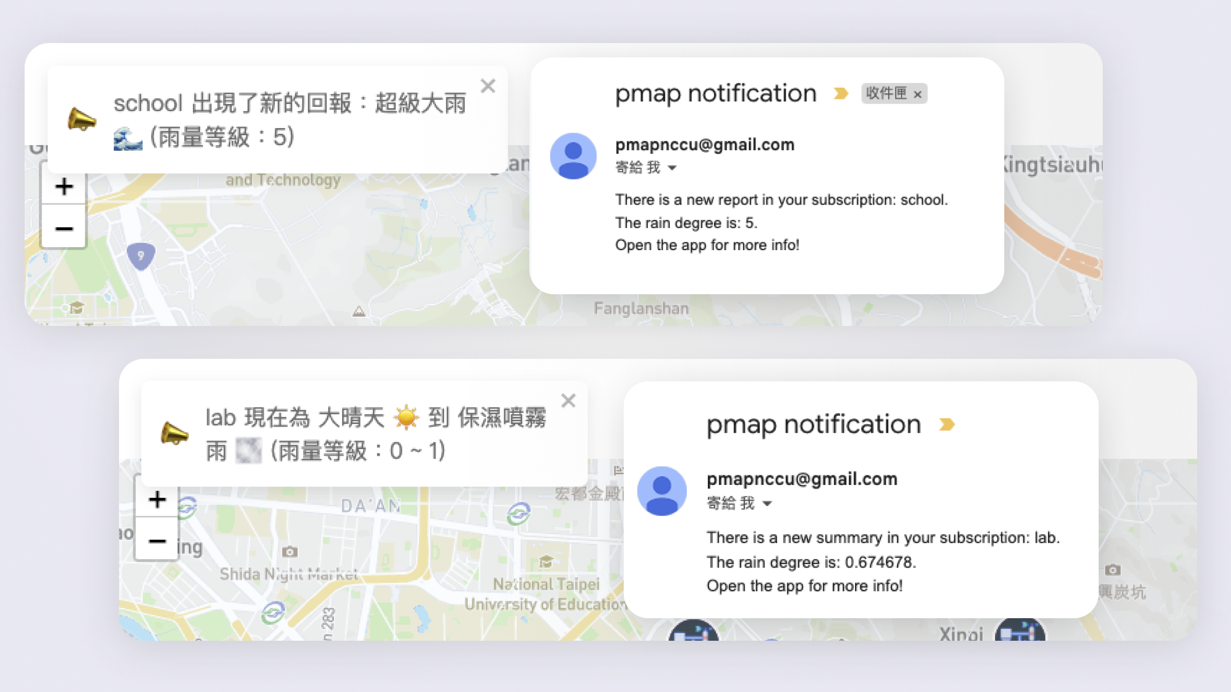 In-app + email notifications
