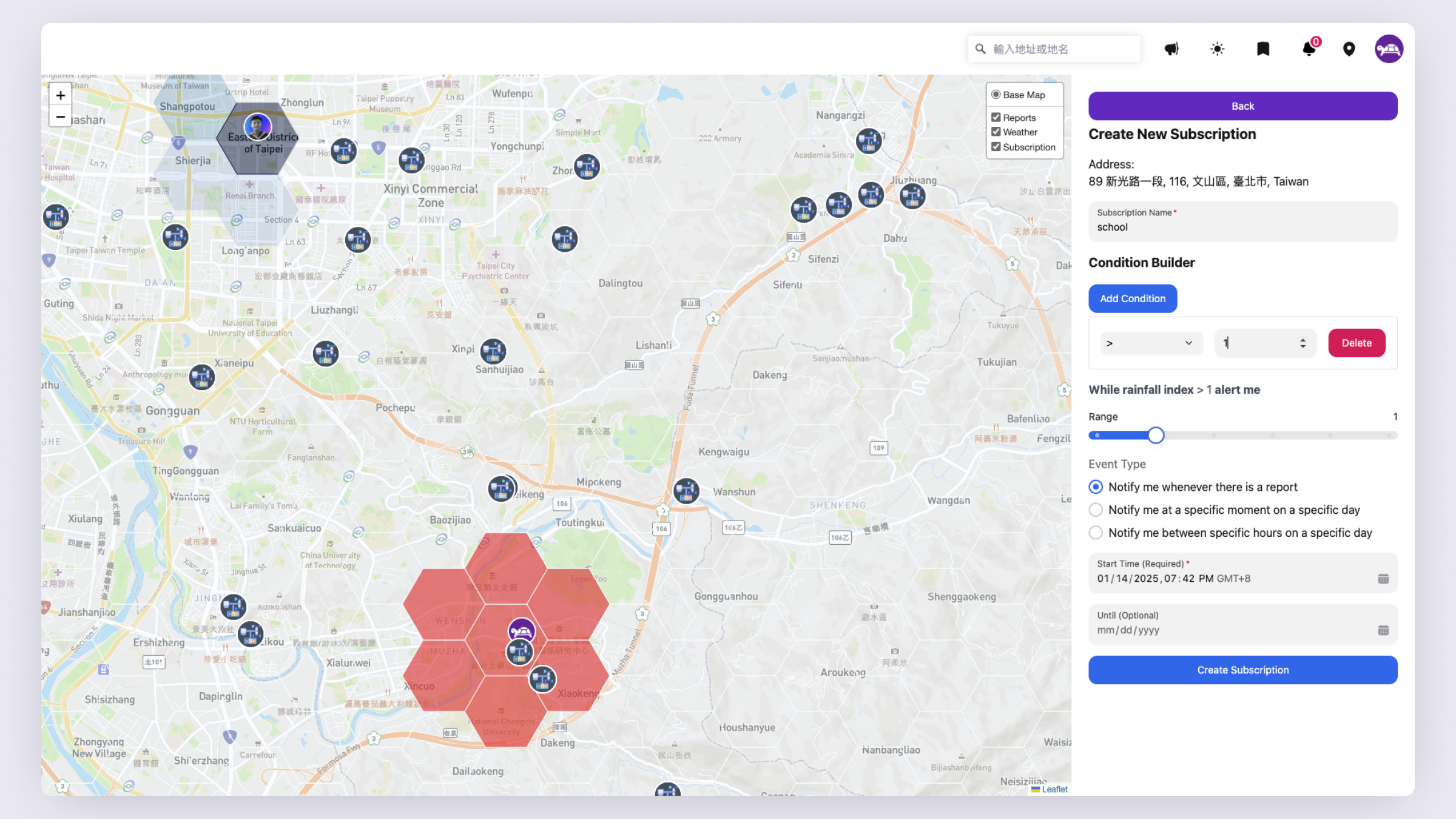 Refining subscription region