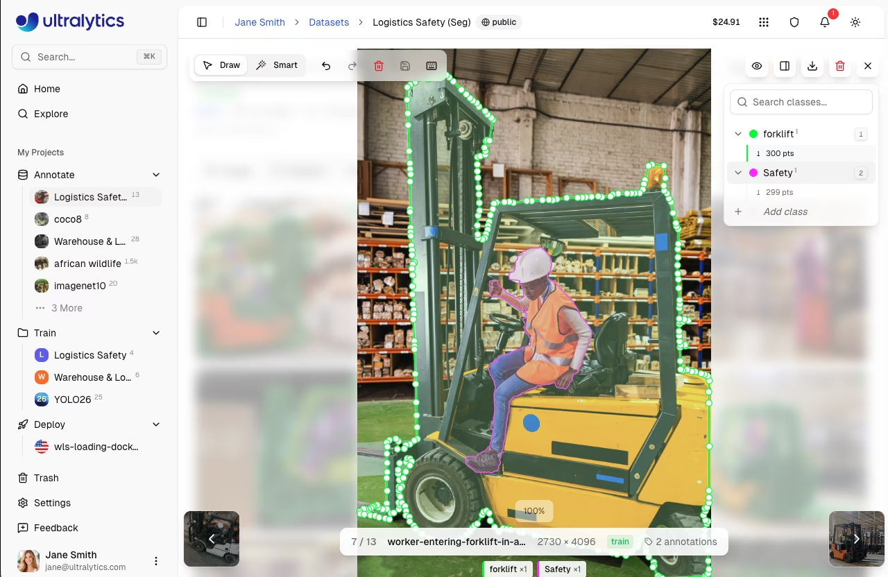 SAM smart annotation: forklift