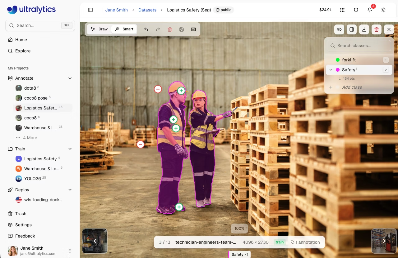 Multi-class segmentation: PPE workers