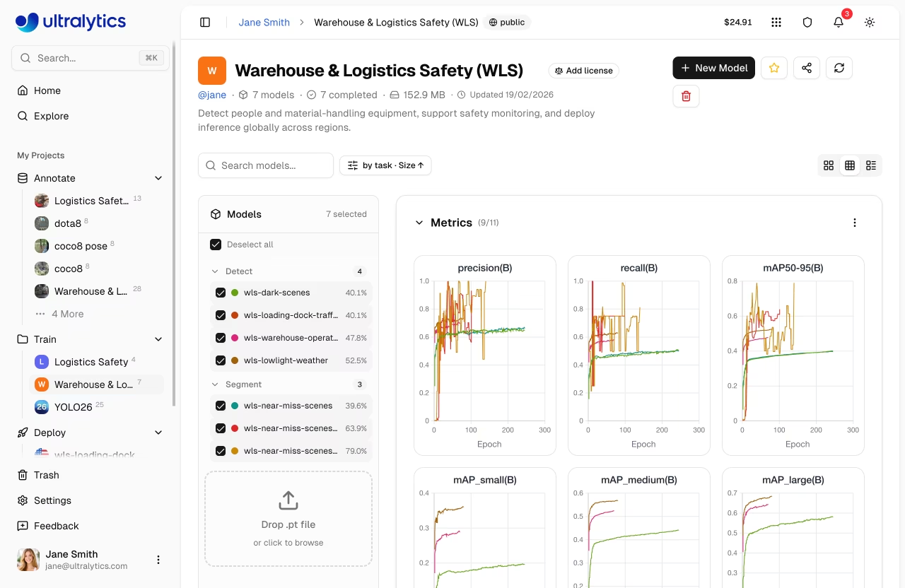 Project training metrics