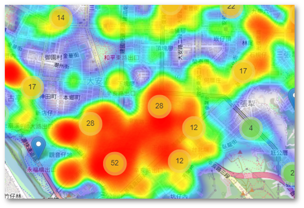 Heat map visualization